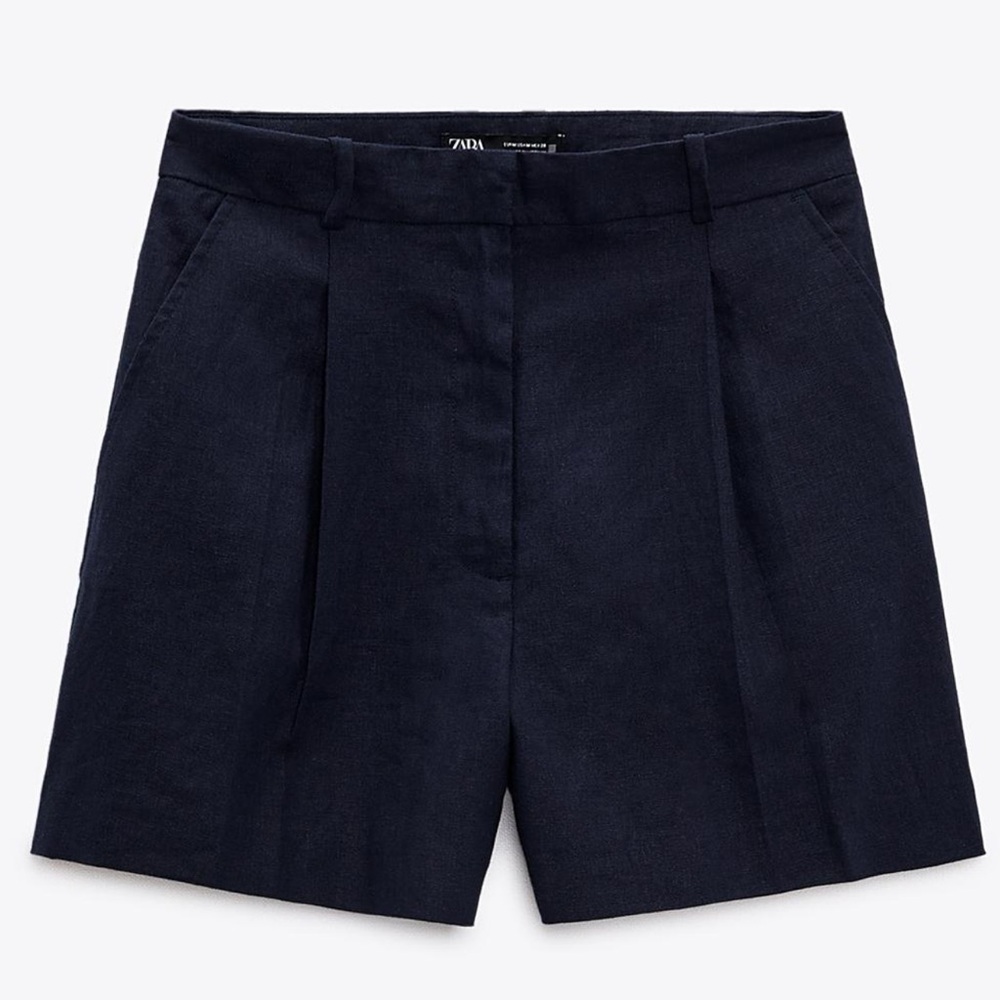 Zara High Rise Linen Blend Shorts